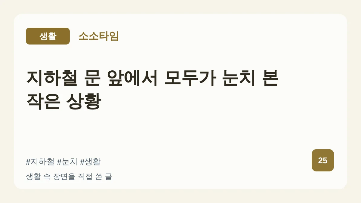 지하철 문 앞에서 모두가 눈치 본 작은 상황 대표 이미지